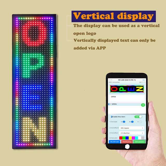 CX PH10mm WiFi Sign 26x 8 inch Outdoor Led Sign Scrolling Message Board RGB Full Color Display with SMD Technology for Advertising and Business