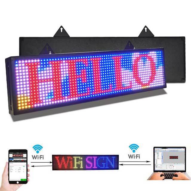 CX PH10mm WiFi Sign 26x 8 inch Outdoor Led Sign Scrolling Message Board RGB Full Color Display with SMD Technology for Advertising and Business