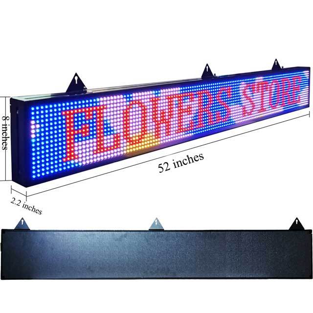 CX PH10mm WiFi Sign 52x 8 inch Outdoor Led Sign Scrolling Message Board RGB Full Color Display with SMD Technology for Advertising and Business