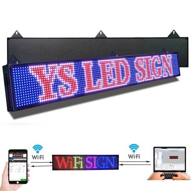 CX PH10mm WiFi Sign 52x 8 inch Outdoor Led Sign Scrolling Message Board RGB Full Color Display with SMD Technology for Advertising and Business