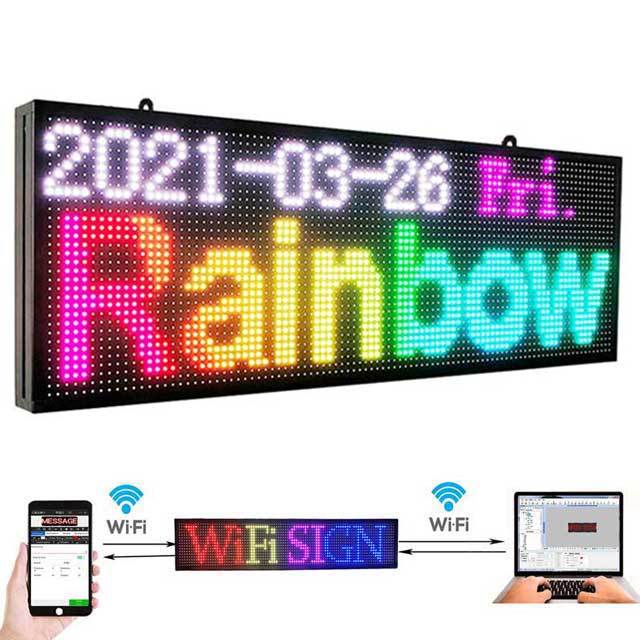 CX PH10mm WiFi Sign 64 x 14 inch Outdoor Led Sign Scrolling Message Board RGB Full Color Display with SMD Technology for Advertising and Business