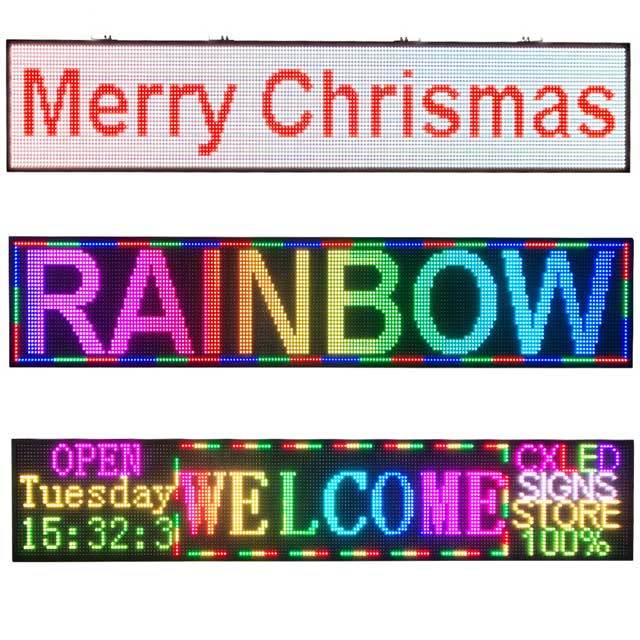 CX PH10mm WiFi Sign 77 x 14 inch Indoor Led Sign Scrolling Message Board RGB Full Color Display with SMD Technology for Advertising and Business