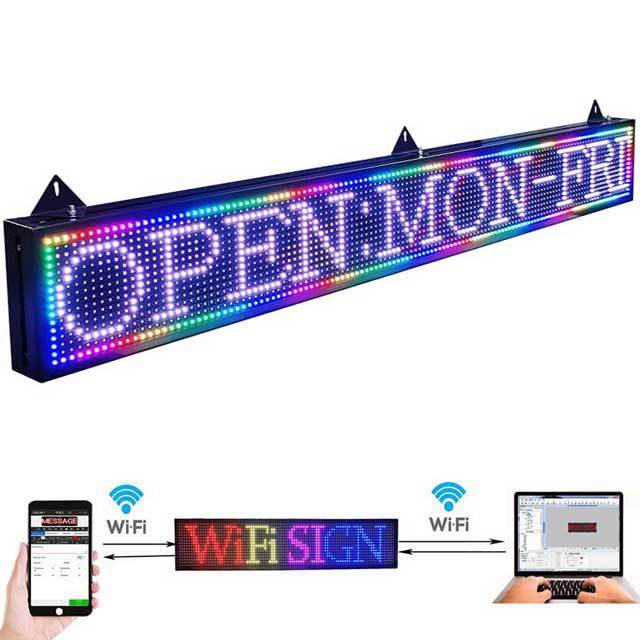 CX PH10mm WiFi Sign 64x 8 inch Outdoor Led Sign Scrolling Message Board RGB Full Color Display with SMD Technology for Advertising and Business