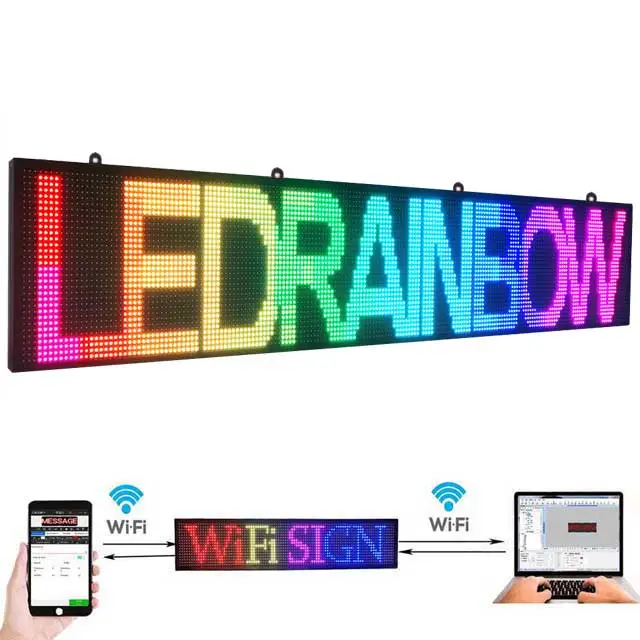 CX PH10mm WiFi Sign 77 x 14 inch Indoor Led Sign Scrolling Message Board RGB Full Color Display with SMD Technology for Advertising and Business