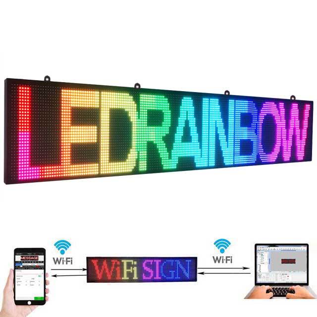 CX PH10mm WiFi Sign 77 x 14 inch Indoor Led Sign Scrolling Message Board RGB Full Color Display with SMD Technology for Advertising and Business