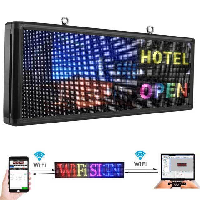 CX PH6mm Outdoor LED Scrolling Sign 40'' x 18'' Full Color WiFi + USB Programmable LED Sign with High Resolution High Brightness, Support Video Image