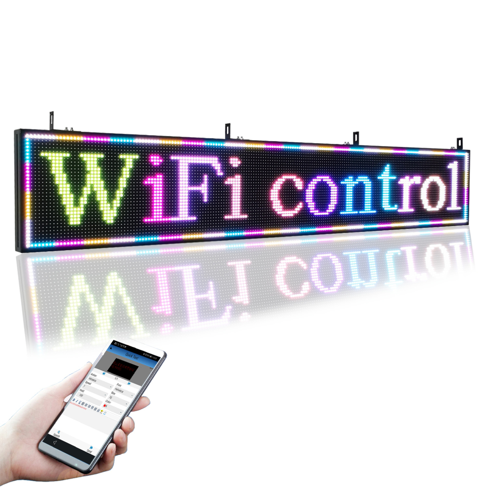 CX PH6mm WiFi Sign 199x45cm Outdoor USB Led Sign Scrolling Message Board RGB Full Color Display with SMD Technology for Advertising and Business