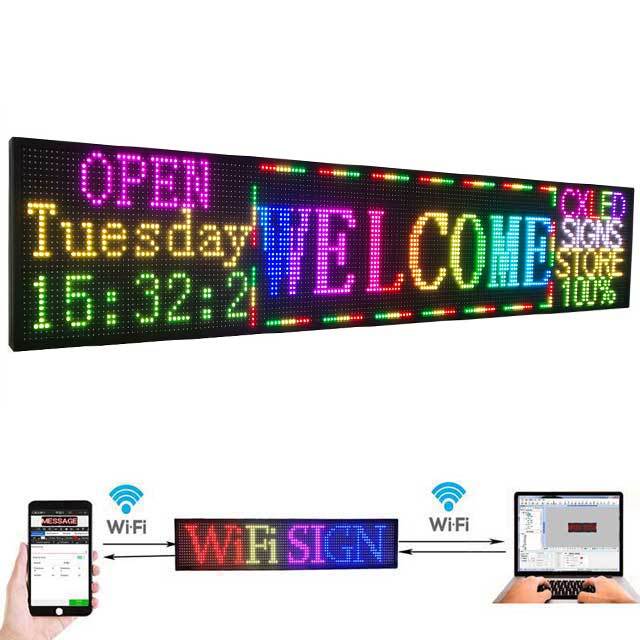 CX PH6mm WiFi Sign 199x45cm Outdoor USB Led Sign Scrolling Message Board RGB Full Color Display with SMD Technology for Advertising and Business