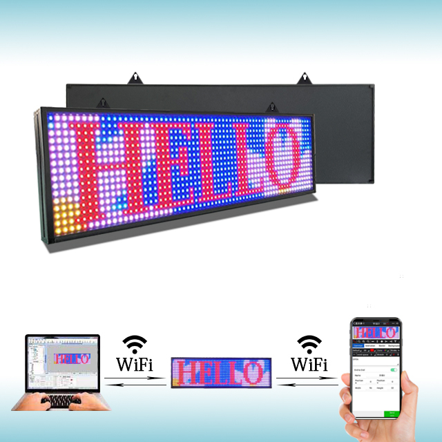CX PH10mm WiFi Sign 26x 8 inch Outdoor Led Sign Scrolling Message Board RGB Full Color Display with SMD Technology for Advertising and Business