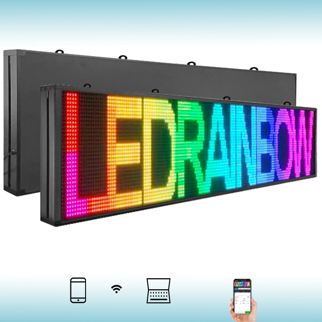 CX PH10mm WiFi Sign 77 x 14 inch Indoor Led Sign Scrolling Message Board RGB Full Color Display with SMD Technology for Advertising and Business