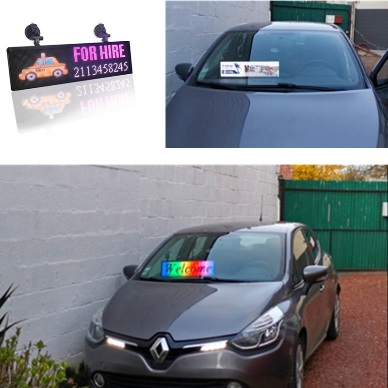 12v Car P4MM 32*128 Pixels RGB Led Sign full color Programmable scrolling information Multi-functio LED taxi display panel