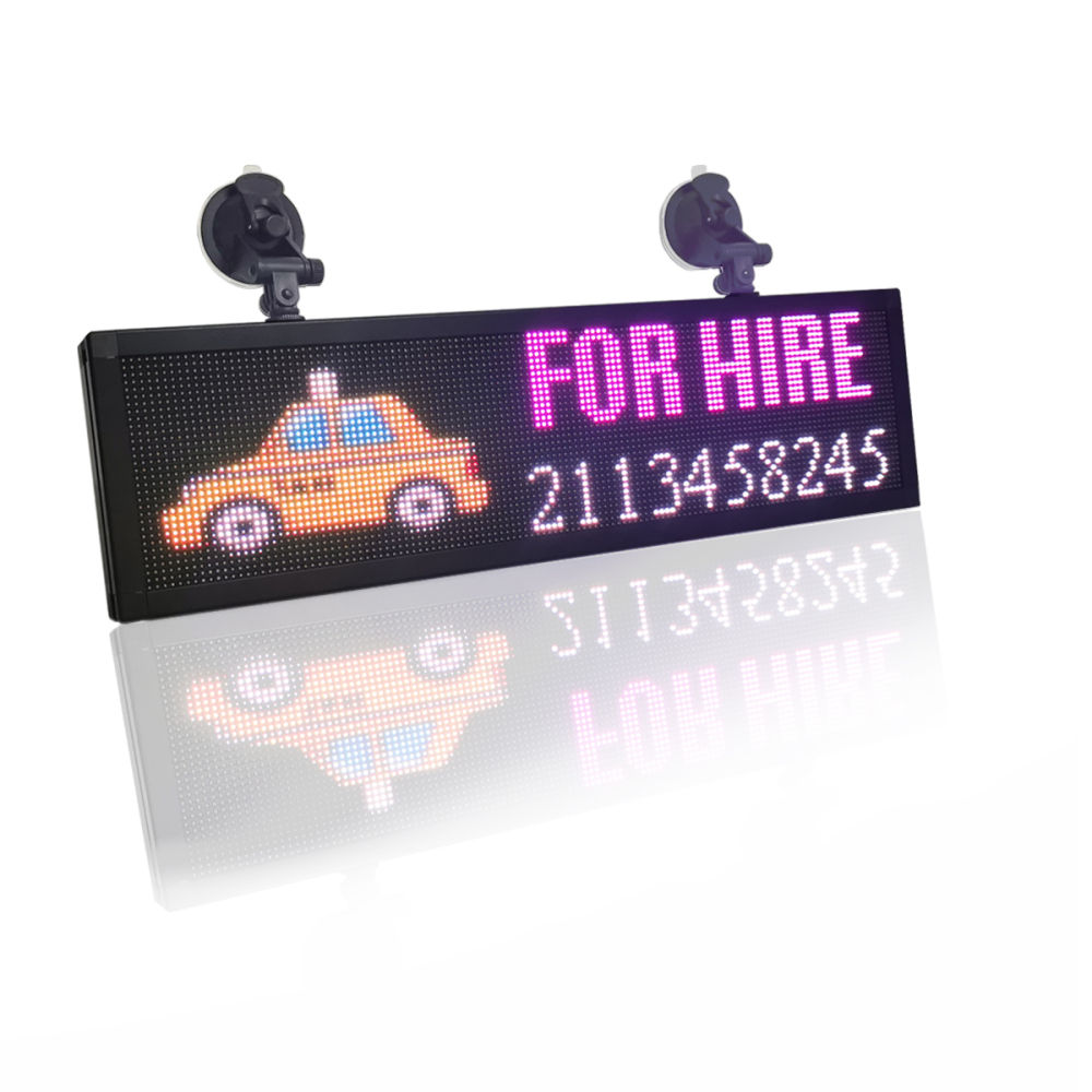 12v Car P4MM 32*128 Pixels RGB Led Sign full color Programmable scrolling information Multi-functio LED taxi display panel