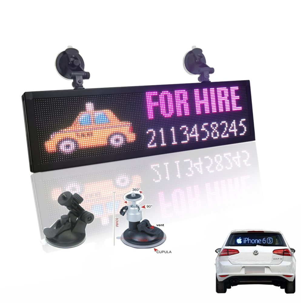 12v Car P4MM 32*128 Pixels RGB Led Sign full color Programmable scrolling information Multi-functio LED taxi display panel