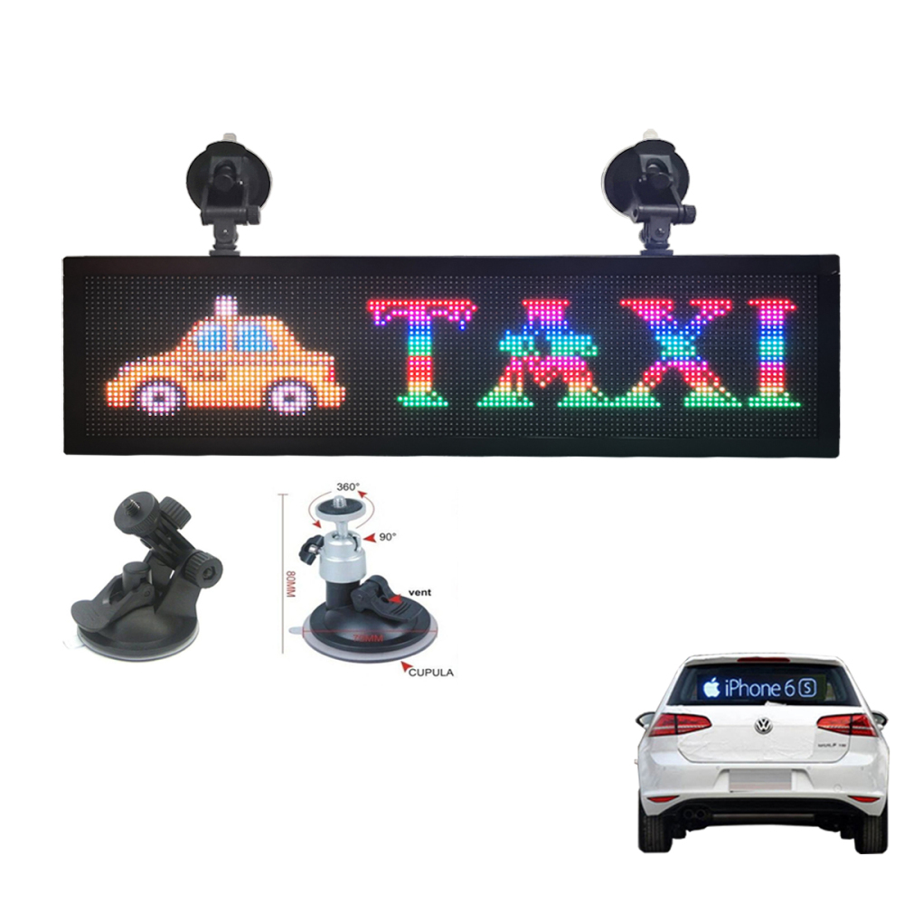 12v Car P4MM 32*128 Pixels RGB Led Sign full color Programmable scrolling information Multi-functio LED taxi display panel