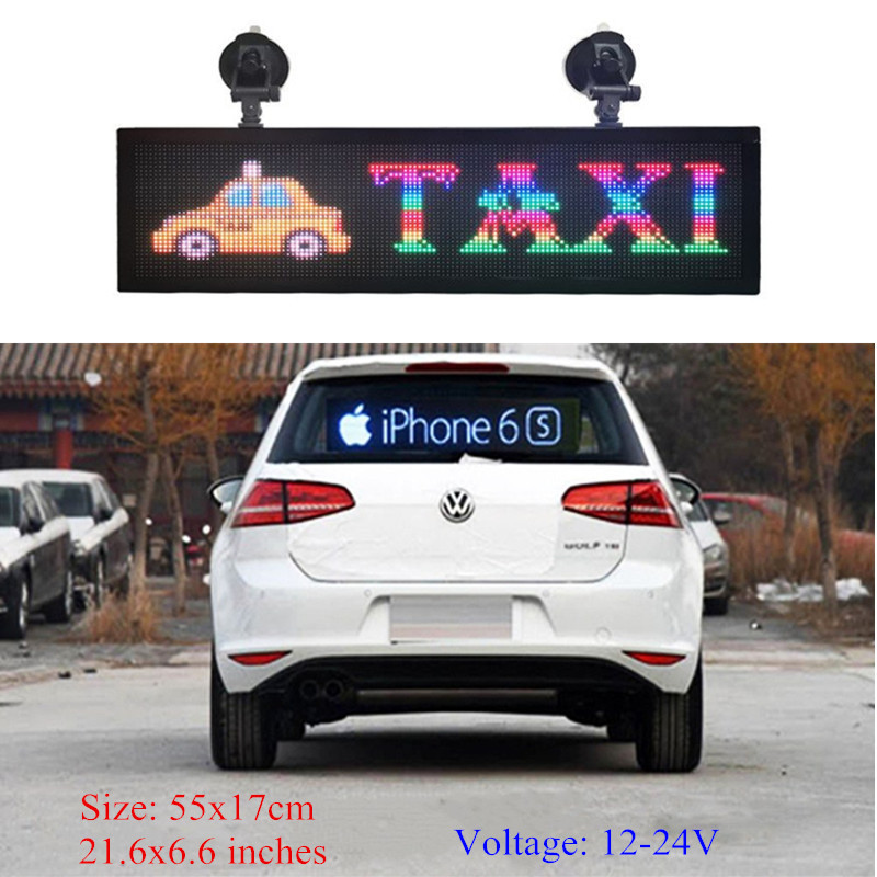 12v Car P4MM 32*128 Pixels RGB Led Sign full color Programmable scrolling information Multi-functio LED taxi display panel