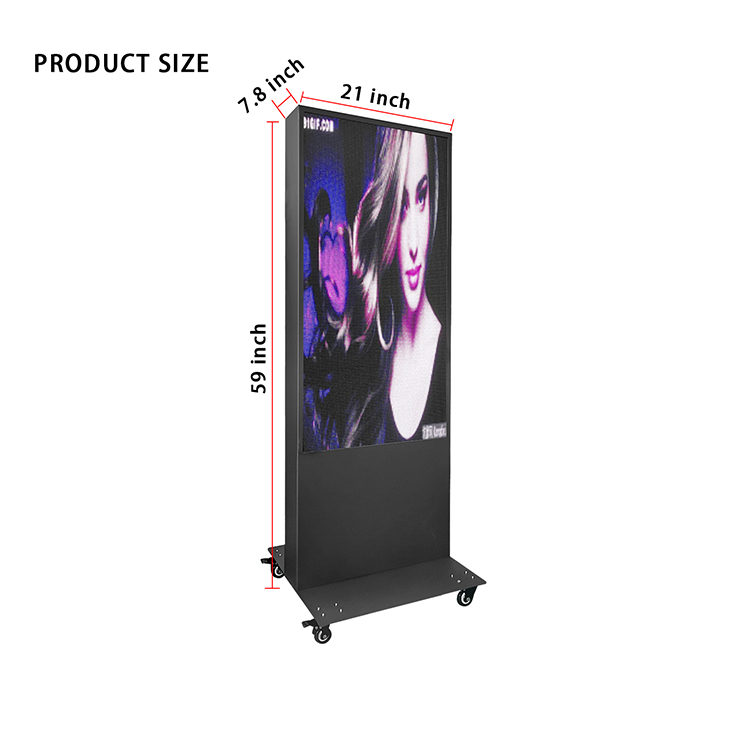 59"x21" outdoor vertical programmable led advertising sign P3.91 full-color scrolling message board for advertising and business display