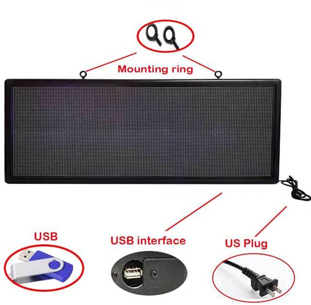 Scrolling LED sign PH6mm  55''x18'' outdoor full color support text image video use WiFi and USB programmable LED advertising display board