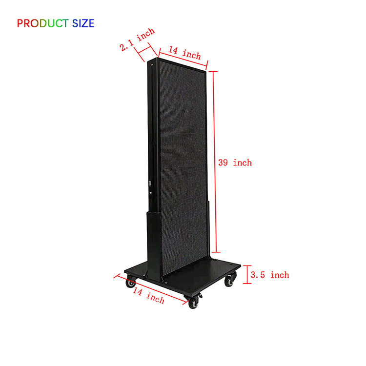 39"x14" outdoor vertical programmable led advertising sign P5 full-color scrolling message board for advertising and business display