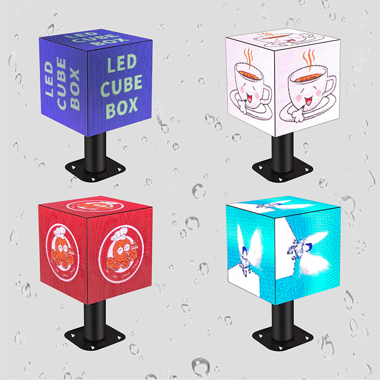 outdoor  led multi-sided display 192mm New design Full color HD P3 cube led advertising screen