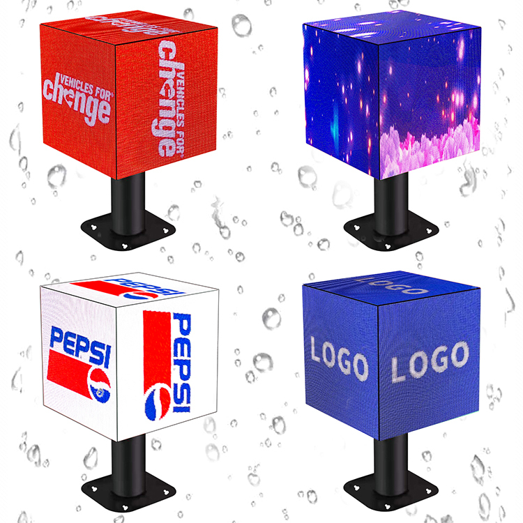 outdoor  led multi-sided display 384mm New design Full color HD P3 cube led advertising screen