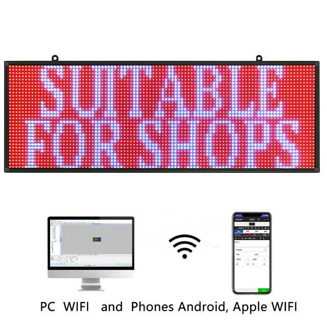 39"x14" Wifi LED Sign Full Color Programmable Scrolling Outdoor Message Led Screen Open Panel Digital LED Display For Advertising