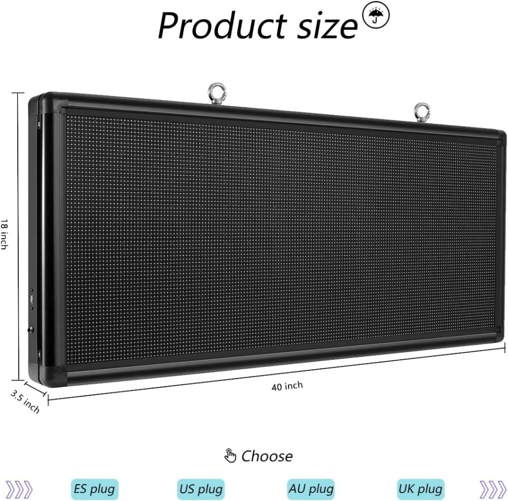 CX PH6mm Outdoor LED Scrolling Sign 40'' x 18'' Full Color WiFi + USB Programmable LED Sign with High Resolution High Brightness, Support Video Image