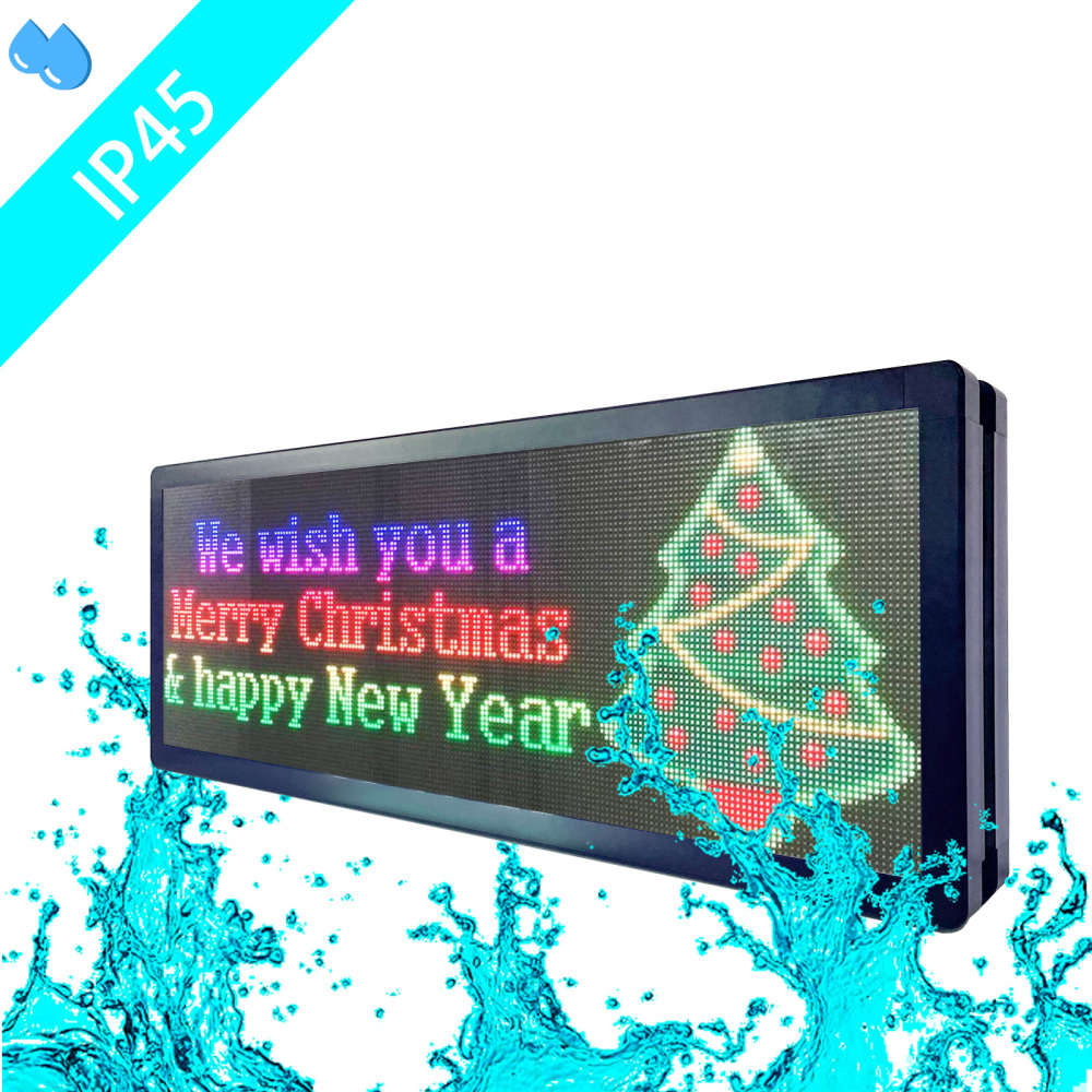 Double-Sided Display Outdoor LED Scrolling Sign 40'' x 18'' Full Color WiFi + USB Programmable LED Sign with High Resolution High Brightness, Support
