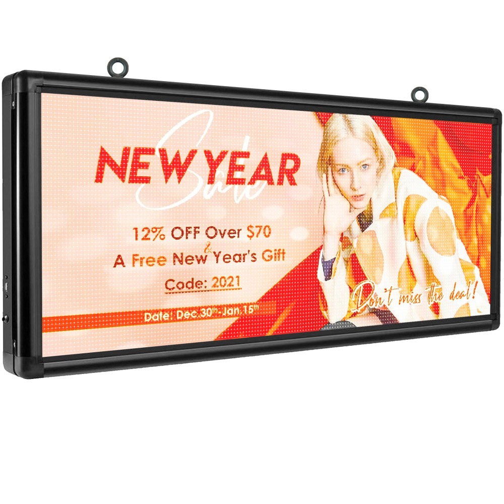 P6 Outdoor LED Sign, 40''x18'' RGB Full Color Programmable LED Display with High Resolution and New SMD Technology Can support Texts, Images and Video