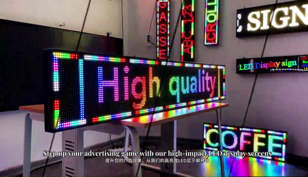 CX P10 Outdoor Programmable LED Sign Display,（115’’x14’’） LED Scrolling Sign Message Board, RGB Full Color Digital Signage Displays for Business, WIFI Control