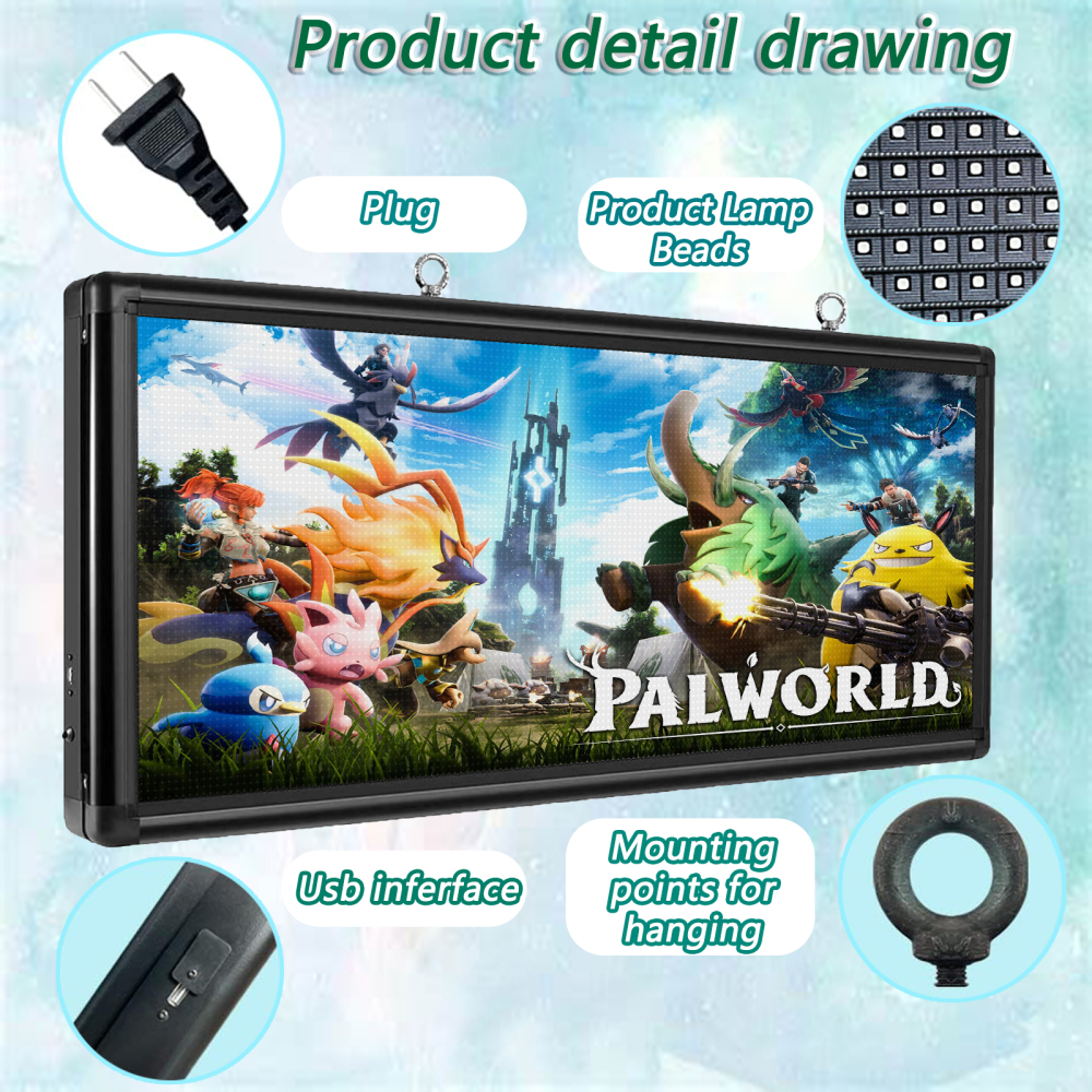 P6 Outdoor LED Sign for Business 40''x18'', Full Color WiFi Programmable LED Sign Display Board for Advertising with Hign Resolution and New SMD Technology Support Text Image Video