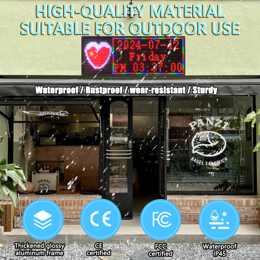 LED Sign P10 Outdoor 39" x 14" with High Resolution Programmable LED Scrolling Sign Display and Perfect Solution for Advertising RGB