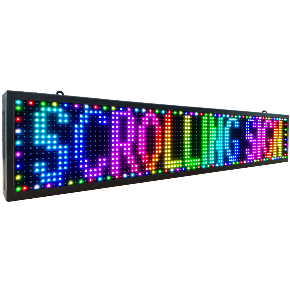 Outdoor P10 Programmable Led Sign, 40"×8" LED Scrolling Message Board, RGB Full Color Display with SMD Technology for Advertising and Business, WiFi + USB Control Neon LED Screen