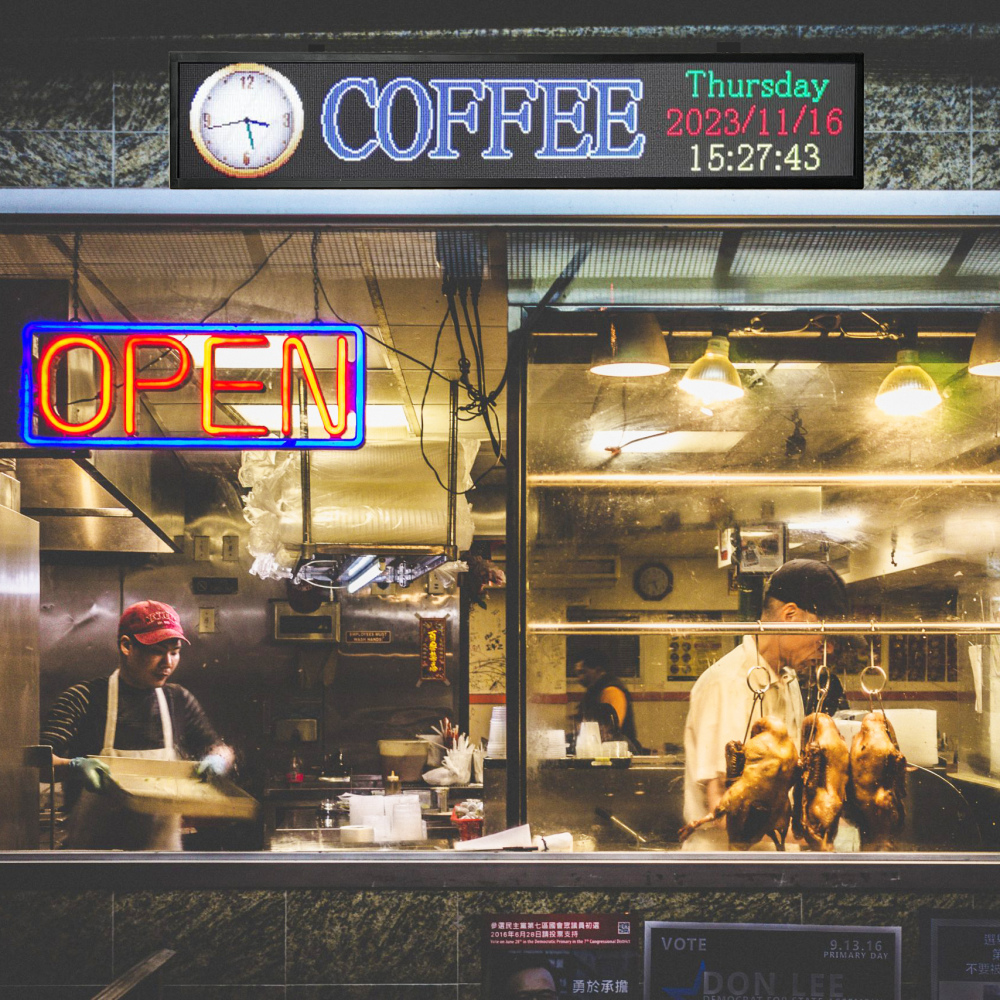 P2.5 Full Color LED Digital Sign, 40''x8'' Support Scrolling Text LED Advertising Screen Use WiFi and USB Programmable Support Image&Video with High Resolution LED display