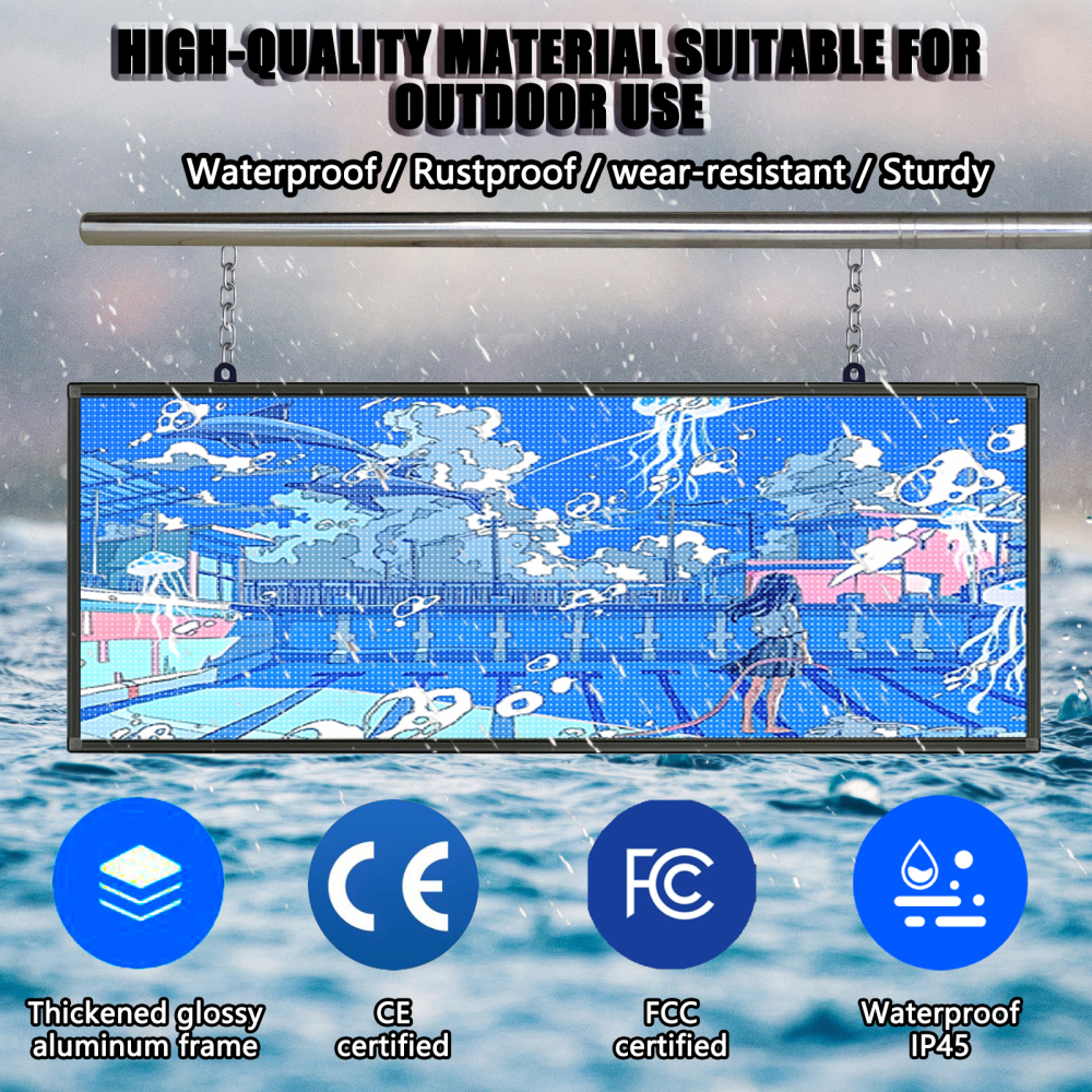 Outdoor P5 High Definition Programmable Led Sign, WIFI + USB Control Digital Signage Displays, Advertising Message Board, Led Open Signs for Business, Dust and Light Proof LED Display (39 "× 14")