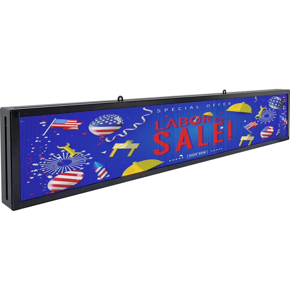 P2.5 Full Color LED Digital Sign, 40''x8'' Support Scrolling Text LED Advertising Screen Use WiFi and USB Programmable Support Image&Video with High Resolution LED display