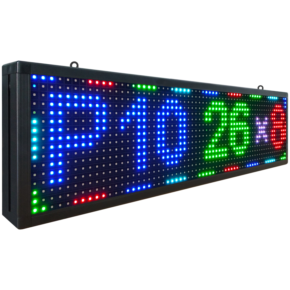 P10 Outdoor LED Sign Display 26'' x 8'' WiFi Programmable LED Scrolling Sign Message Board RGB Full Color HD Definition Display Board with SMD Technology for Advertising and Business