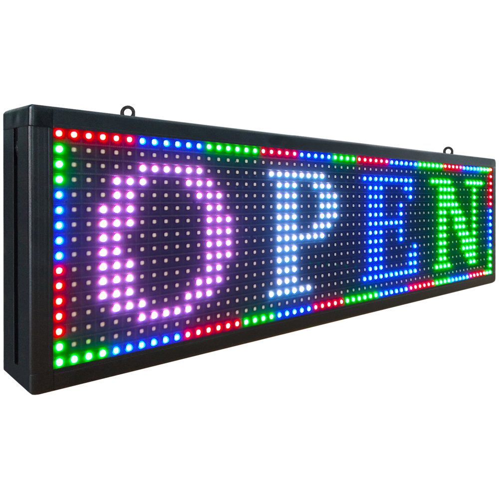 P10 Outdoor LED Sign Display 26'' x 8'' WiFi Programmable LED Scrolling Sign Message Board RGB Full Color HD Definition Display Board with SMD Technology for Advertising and Business