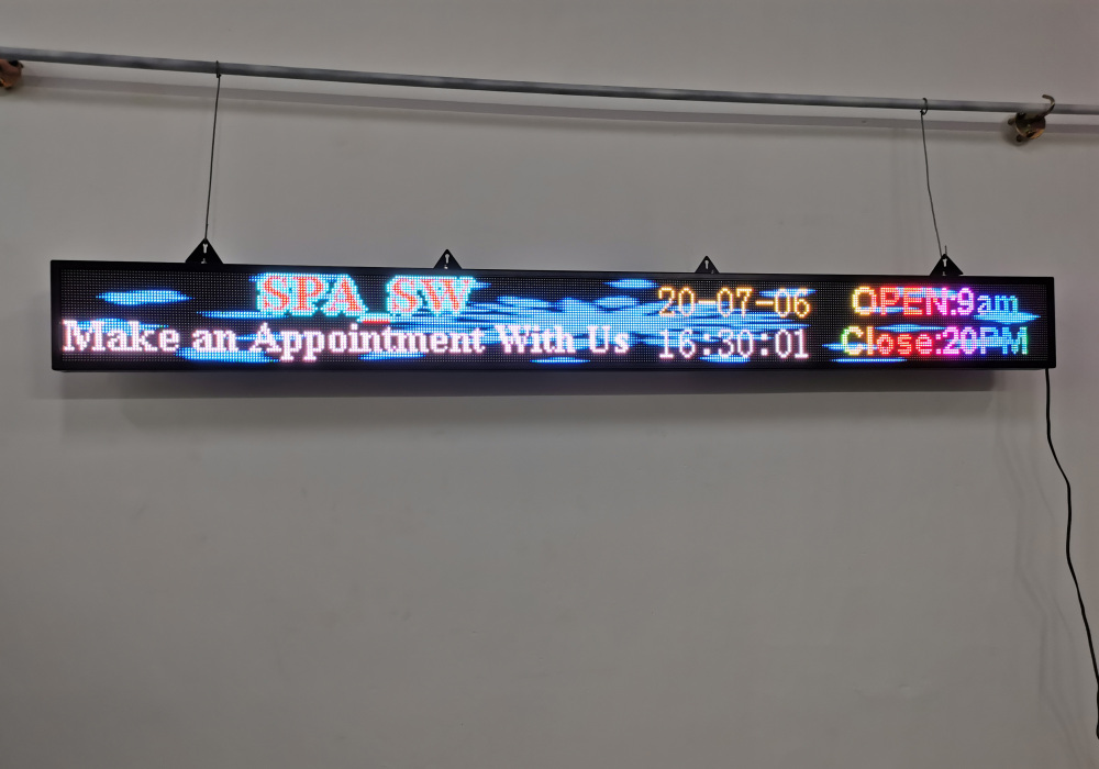 77X8 inch P10 RGB LED Full color scrolling sign wireless and usb programmable  information 1960x200MM led display screen