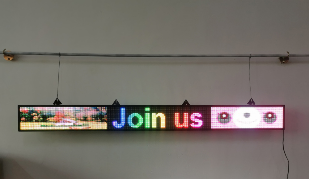 77X8 inch P10 RGB LED Full color scrolling sign wireless and usb programmable  information 1960x200MM led display screen