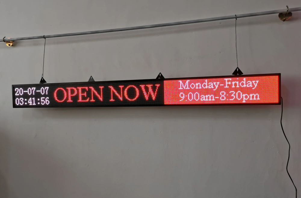Scrolling Led Window Sign 77X8 inch P10 RGB LED Full color scrolling sign wireless and usb ...