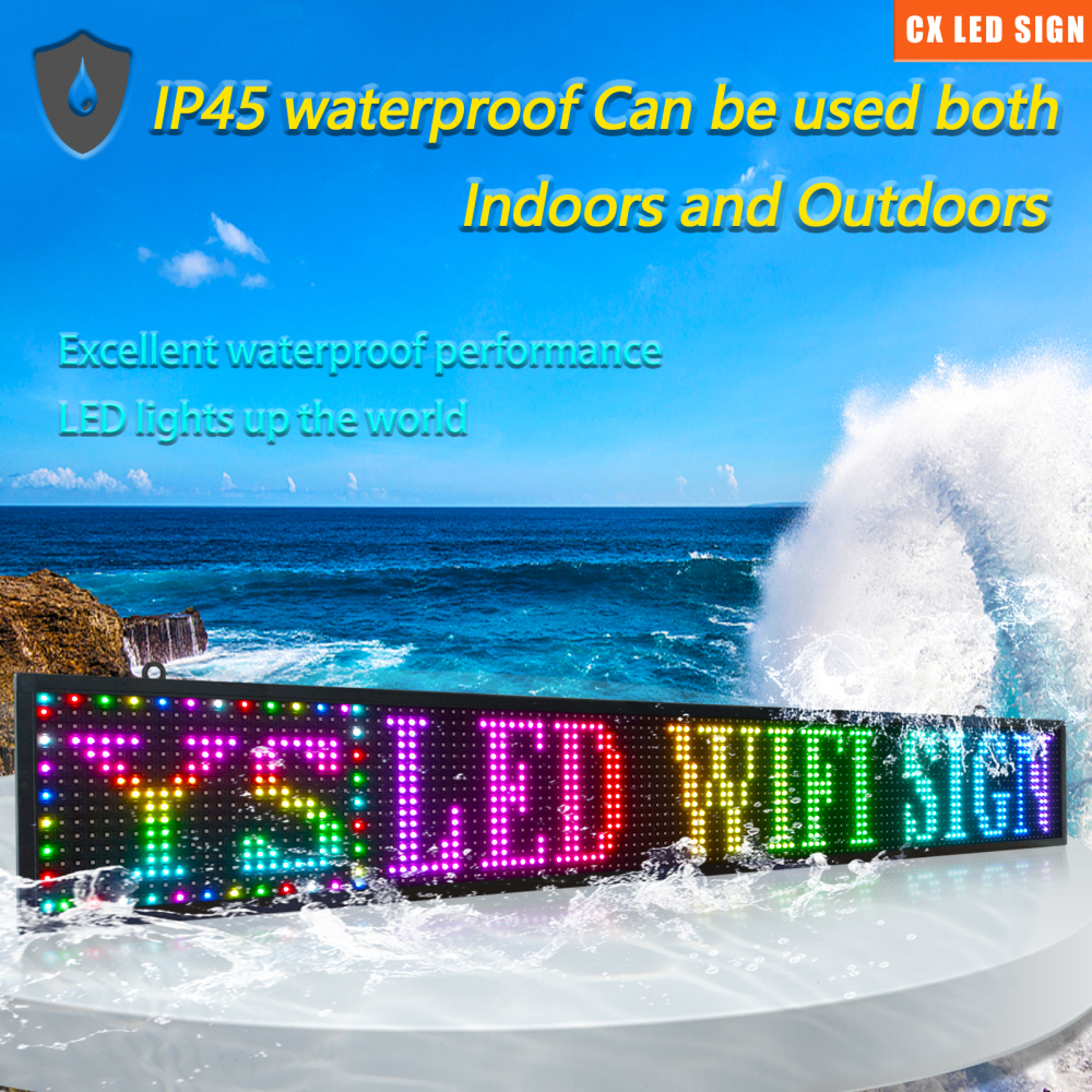 【Merge payment links】PH10 mm Outdoor LED Sign Display WiFi Programmable 132X20cm and 100x20cm LED Scrolling Sign Message Board RGB Full Color with SMD Technology for Advertising and Business