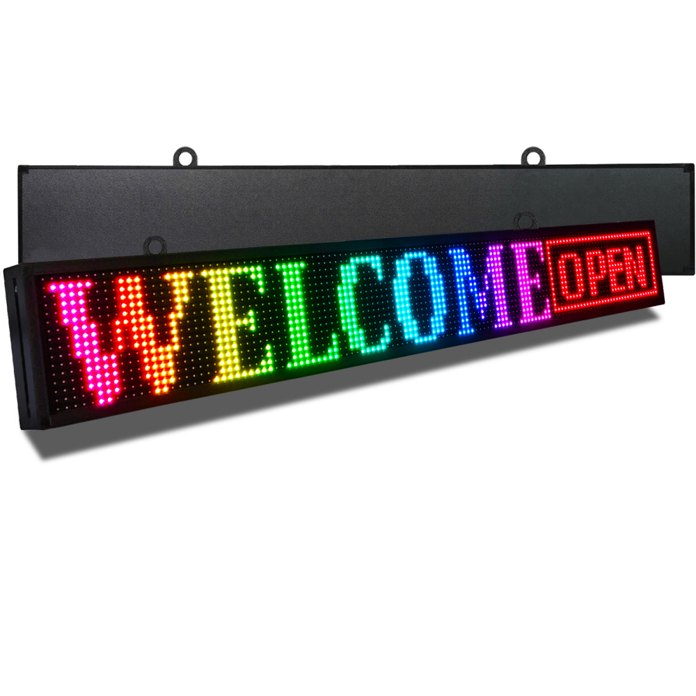 PH10 mm Outdoor LED Sign Display WiFi Programmable 52 x 8 inch LED Scrolling Sign Message Board RGB Full Color with SMD Technology for Advertising and Business