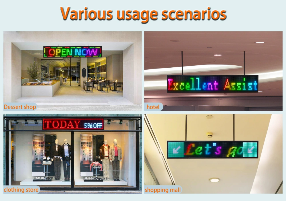 Outdoor P10 Programmable Led Sign, 40"×8" LED Scrolling Message Board ...