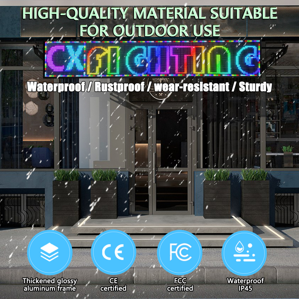 PH10 mm Outdoor 77"x14" LED Sign Programmable LED Signs Full Color Scrolling Led Display High Brightness LED Advertising Display Board