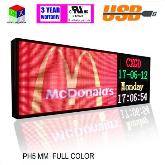 39"x14" RGB Full color  P5 Indoor LED Message Sign Moving Scrolling led Display Board for shop windows