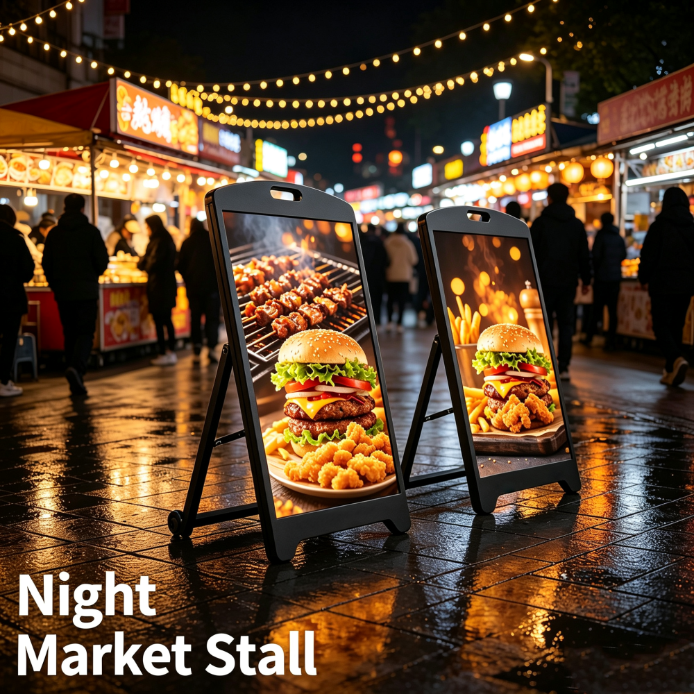 ⭐P2.5 Outdoor LED Digital Signage 64x96cm Programmable Sign 5500nits Brightness, IP65 Weatherproof, Wi-Fi & USB Control, Sign with Wheels, Plug-In Power