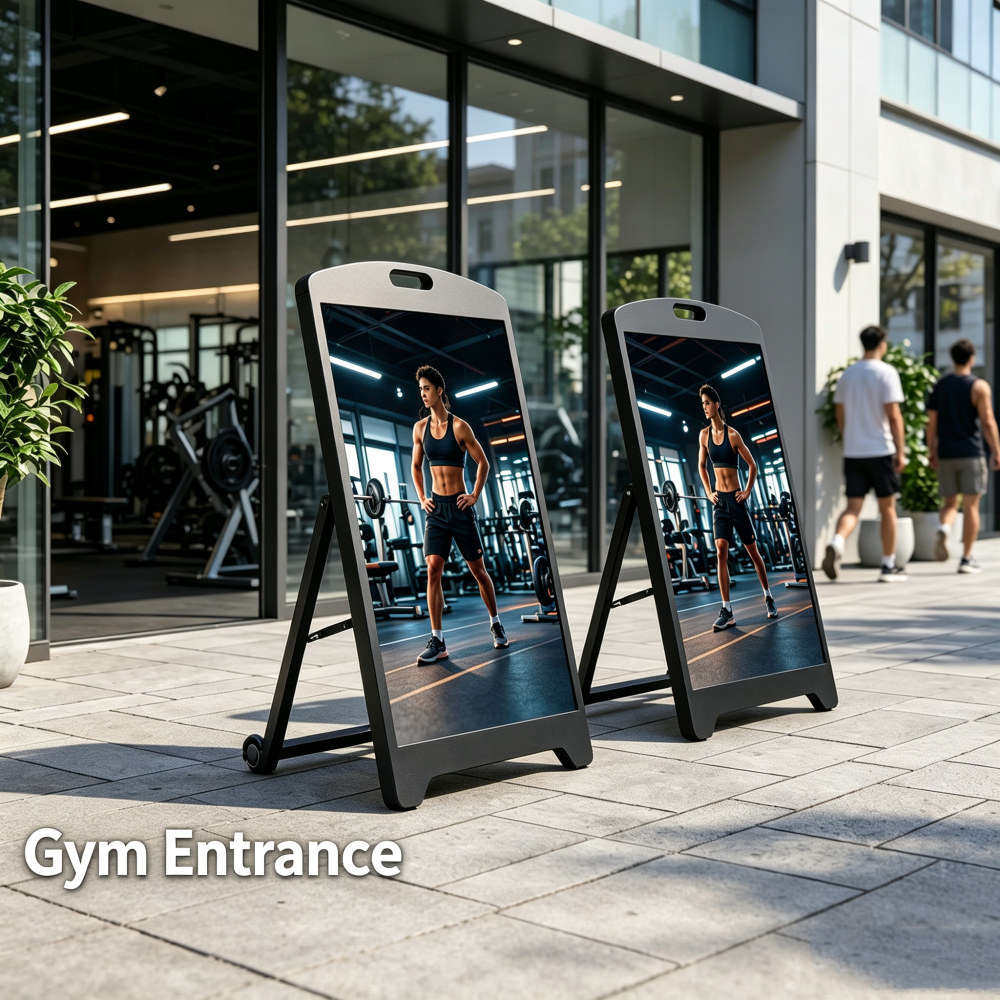 ⭐P2.5 Outdoor LED Digital Signage 64x96cm Programmable Sign 5500nits Brightness, IP65 Weatherproof, Wi-Fi & USB Control, Sign with Wheels, Plug-In Power