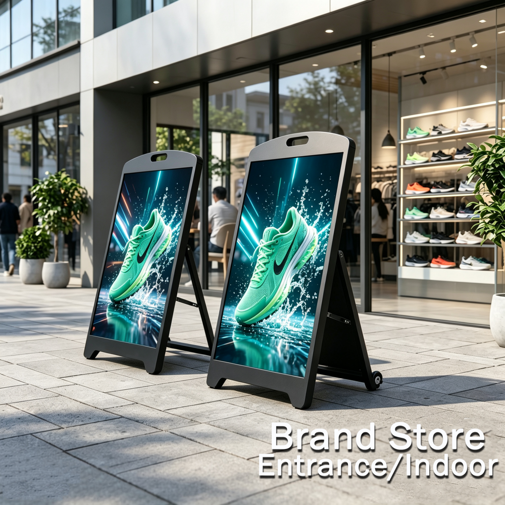 ⭐P2.5 Outdoor LED Digital Signage 64x96cm Programmable Sign 5500nits Brightness, IP65 Weatherproof, Wi-Fi & USB Control, Sign with Wheels, Plug-In Power