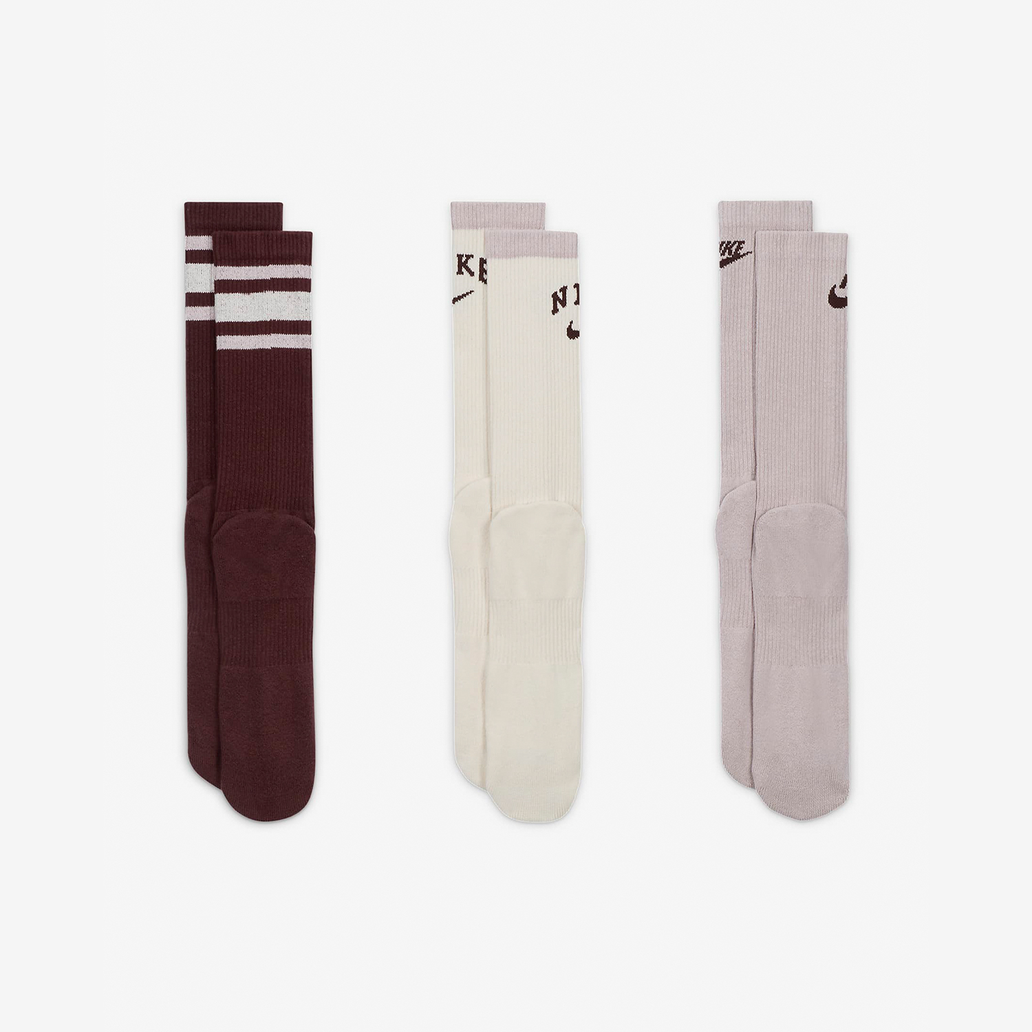 Nike Everyday Plus Men's and Women's Mid Barrel Sports Socks Three Pair Set DX7665-911