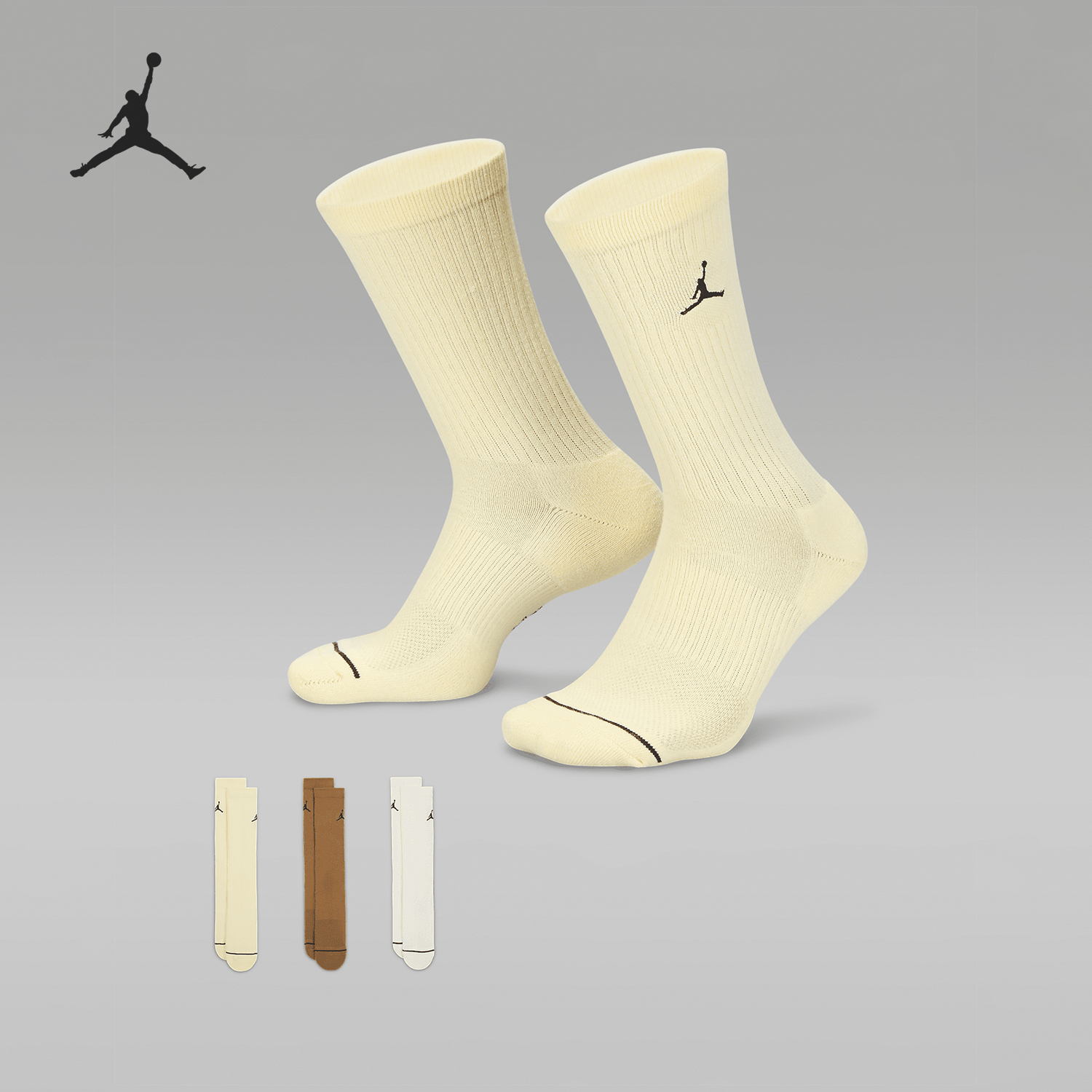 Nike JORDAN Men's and Women's Breathable Mid tube Sports Socks Three Pair Set DX9632-919